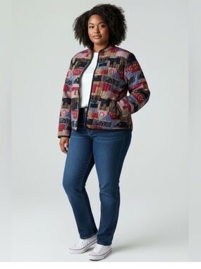 Tradition Country Collection trapestry patchwork vintage pattern jacket size 18